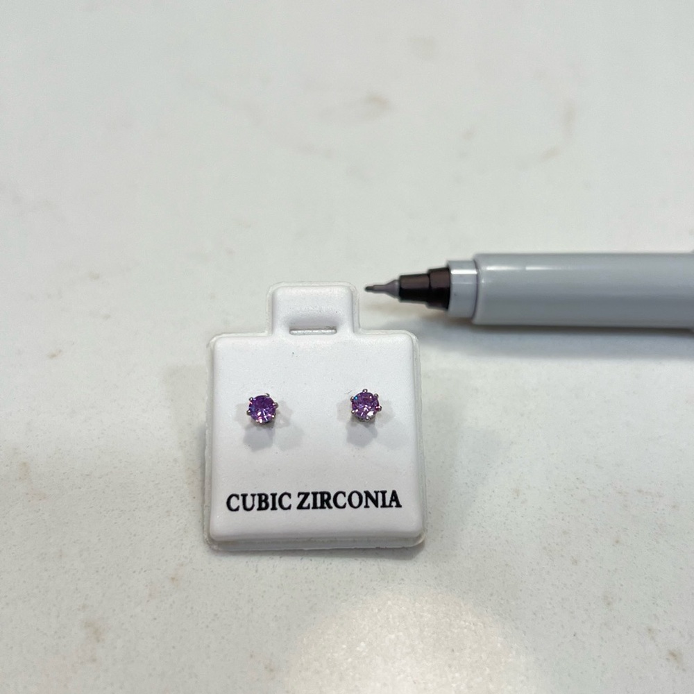 Purple Cubic Zirconia Stud Earrings